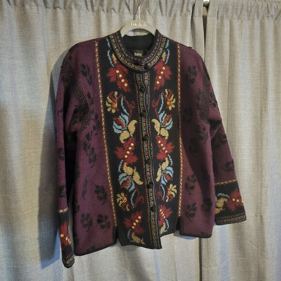 Nordic Design Purple Shetland Norwegian Printed Sweater Size L - Picture 1 of 6